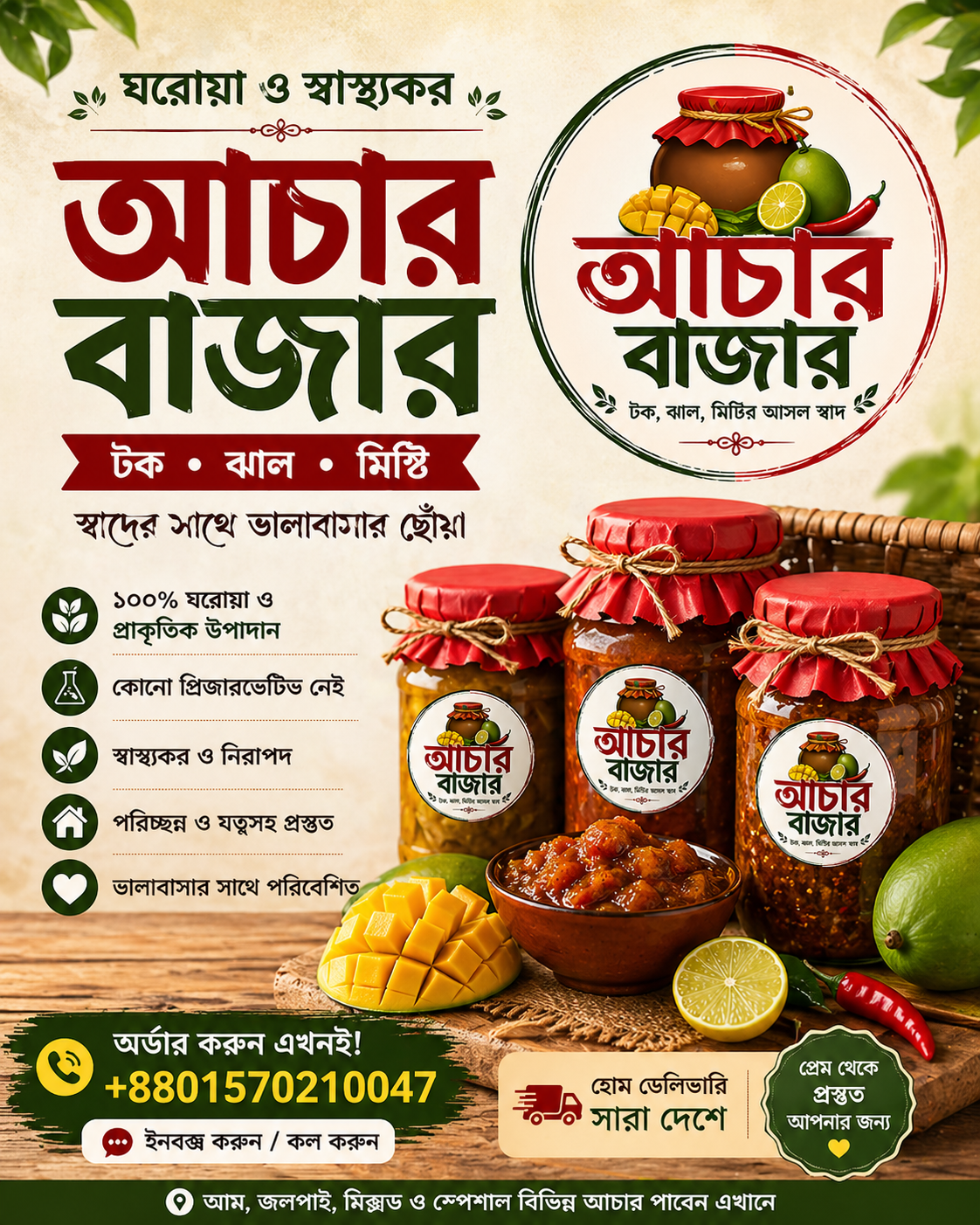 🥭 প্রিমিয়াম ঘরোয়া আমের আচার (৮৫০ গ্রাম)
